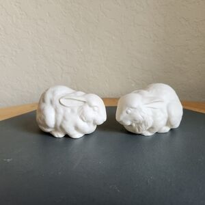 Vintage 1983 Ceramic Bisque Bunny Rabbit Figures